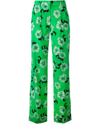 Pantalon en soie imprimé vert P.A.R.O.S.H.