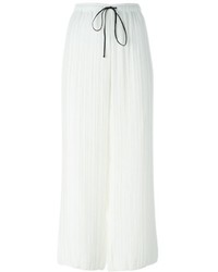 Pantalon en soie plissé blanc ADAM by Adam Lippes