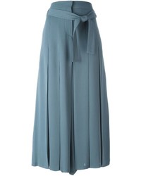 Pantalon en soie plissé bleu Valentino