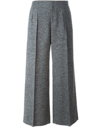 Pantalon en soie plissé gris foncé