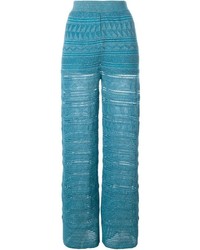 Pantalon en tricot bleu canard