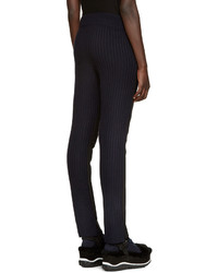 Pantalon en tricot bleu marine Sacai