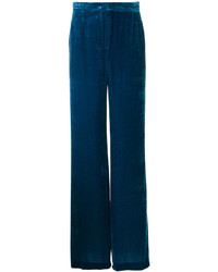 Pantalon en velours bleu marine Alberta Ferretti