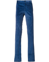 Pantalon en velours côtelé bleu Etro