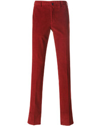 Pantalon en velours côtelé rouge Incotex