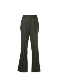 Pantalon flare à carreaux gris foncé