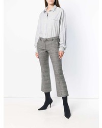 Pantalon flare à carreaux gris Versace Collection