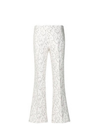 Pantalon flare à fleurs blanc