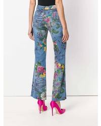 Pantalon flare à fleurs bleu Kenzo Vintage