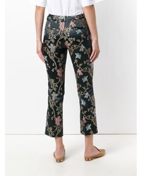 Pantalon flare à fleurs gris foncé Pt01