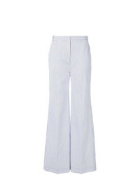 Pantalon flare à rayures verticales blanc