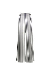 Pantalon flare à rayures verticales gris