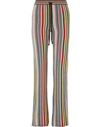 Pantalon flare à rayures verticales multicolore