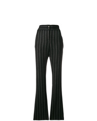 Pantalon flare à rayures verticales noir Romeo Gigli Vintage