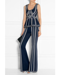 Pantalon flare bleu marine Herve Leger