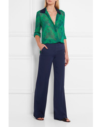 Pantalon flare bleu marine Diane von Furstenberg