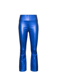 Pantalon flare en cuir bleu