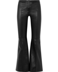 Pantalon flare en cuir noir Alexander McQueen