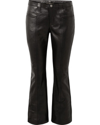 Pantalon flare en cuir noir Saint Laurent