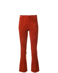 Pantalon flare en cuir orange