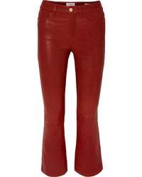 Pantalon flare en cuir rouge Frame
