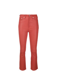 Pantalon flare en cuir rouge rag & bone/JEAN