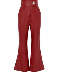 Pantalon flare en cuir rouge Sara Battaglia