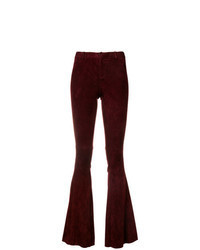 Pantalon flare en daim bordeaux