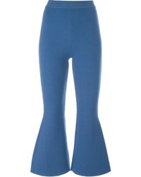 Pantalon flare en laine bleu Stella McCartney