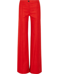 Pantalon flare en laine rouge Lemaire