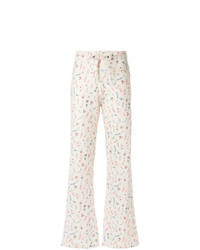 Pantalon flare imprimé blanc