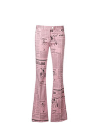 Pantalon flare imprimé rose John Galliano Vintage