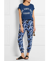 Pantalon imprimé bleu marine Mikoh