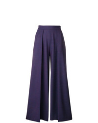 Pantalon large à carreaux bleu marine Talbot Runhof