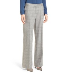 Pantalon large à carreaux gris