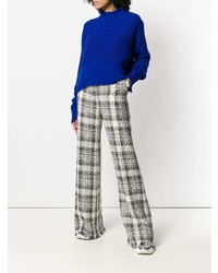 Pantalon large à carreaux gris MSGM