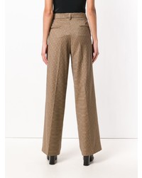 Pantalon large à carreaux marron clair Twin-Set