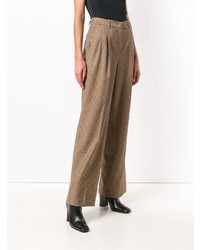 Pantalon large à carreaux marron clair Twin-Set