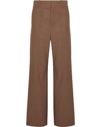 Pantalon large à carreaux marron