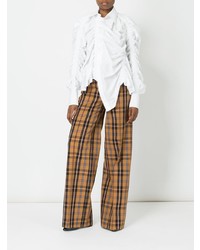 Pantalon large à carreaux marron Rokh
