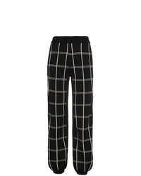 Pantalon large à carreaux noir et blanc Chloé