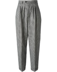 Pantalon large à carreaux noir et blanc Saint Laurent