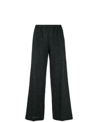 Pantalon large à carreaux noir Aspesi