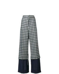 Pantalon large à carreaux vert foncé
