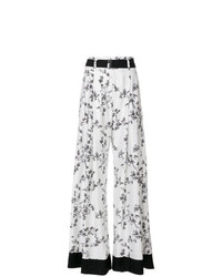 Pantalon large à fleurs blanc Ann Demeulemeester Blanche