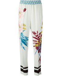 Pantalon large à fleurs blanc Etro