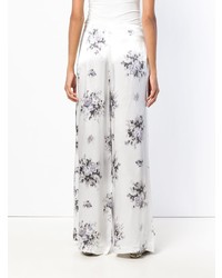 Pantalon large à fleurs blanc Ganni