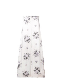 Pantalon large à fleurs blanc Ganni