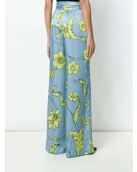 Pantalon large à fleurs bleu clair Miahatami