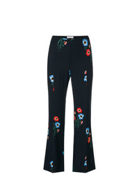 Pantalon large à fleurs bleu marine Sonia Rykiel